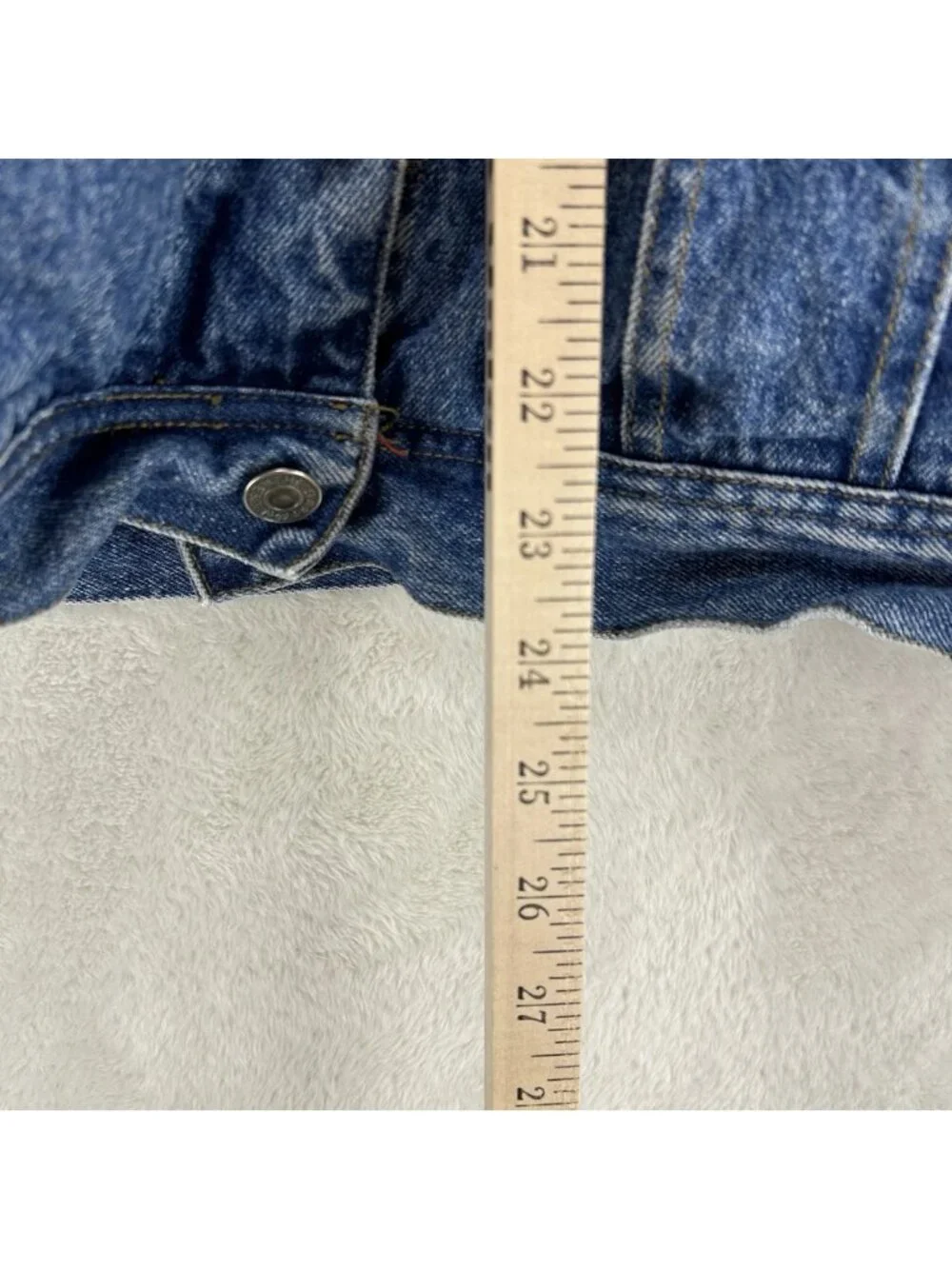 GAP Denim Jean Jacket Vintage 90s Red Hoodie Trucker Western Blue “Read”